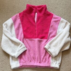 Pink Lily Kids' Fleece Jacket in Pink and White